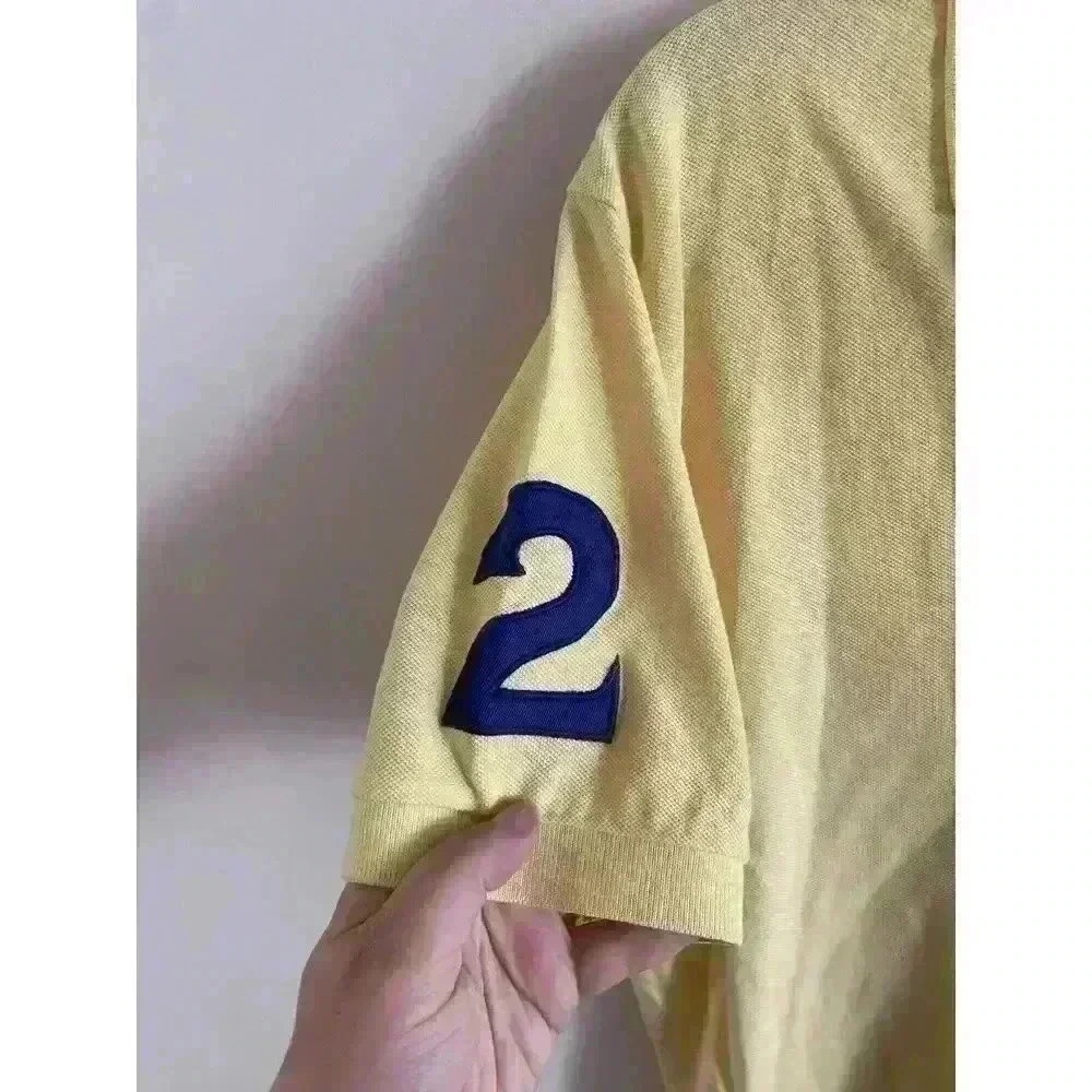 Ralph Lauren Polo Shirt Men M‎ Yellow Big Pony Custom Fit Golf Knit Number 2 - Picture 4 of 5
